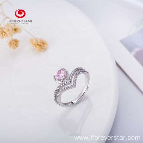 Crystal Heart Shape Woman Engagement Wedding Ring